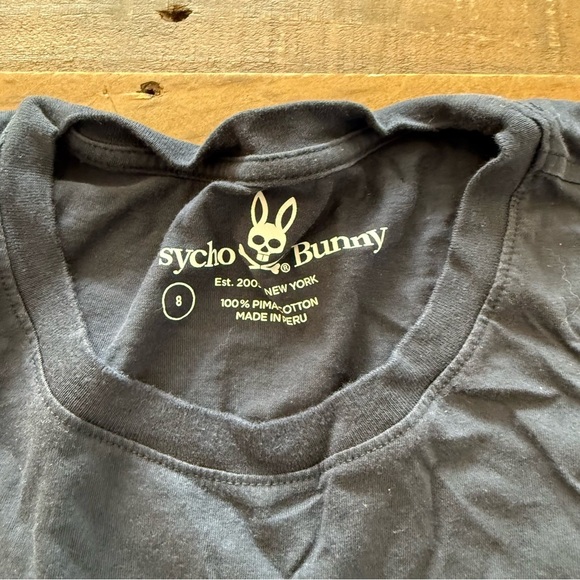 Psycho Bunny Pima Cotton Dark Blue Short Sleeve Tee - Picture 3 of 4